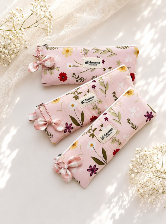Tempat Pensil Floral Pink