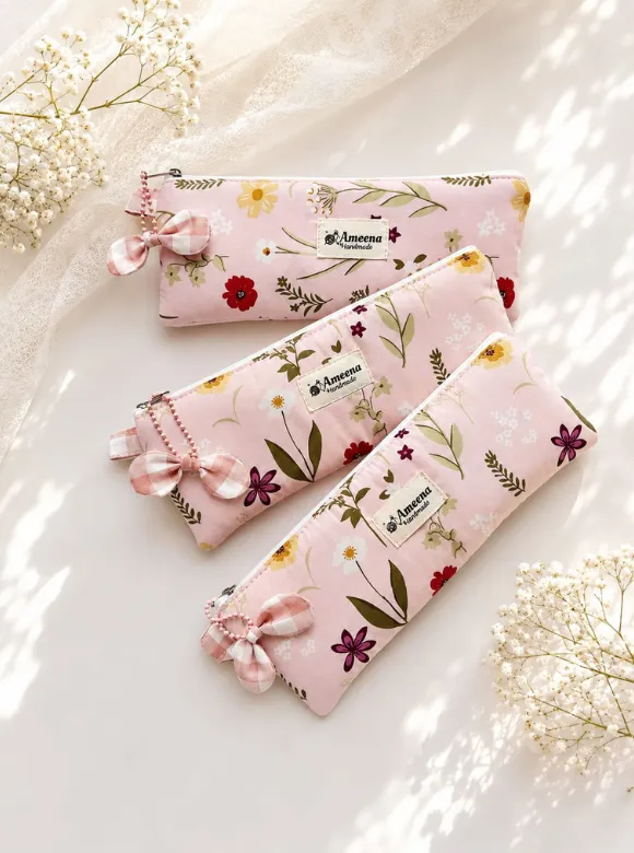 Tempat Pensil Floral Pink